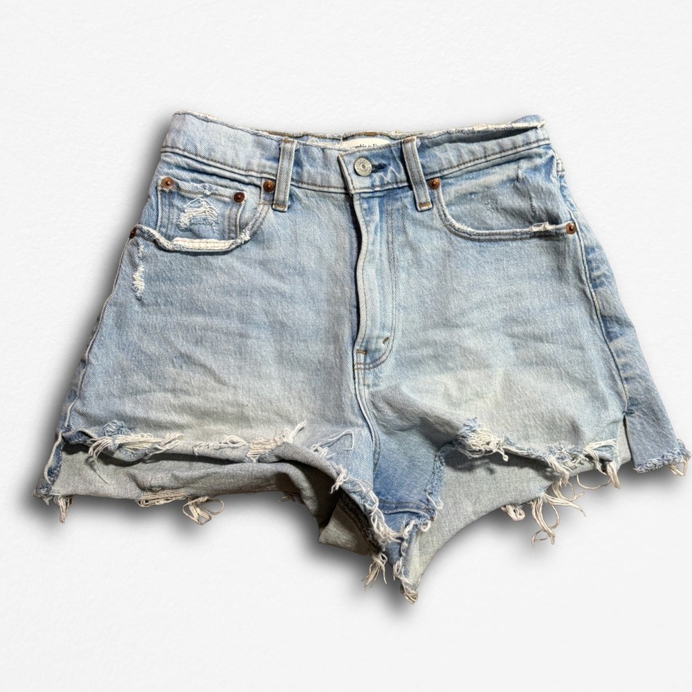 Abercrombie &‎ Fitch Curve Love High Rise Cutoff Denim Shorts Light Wash 25/0